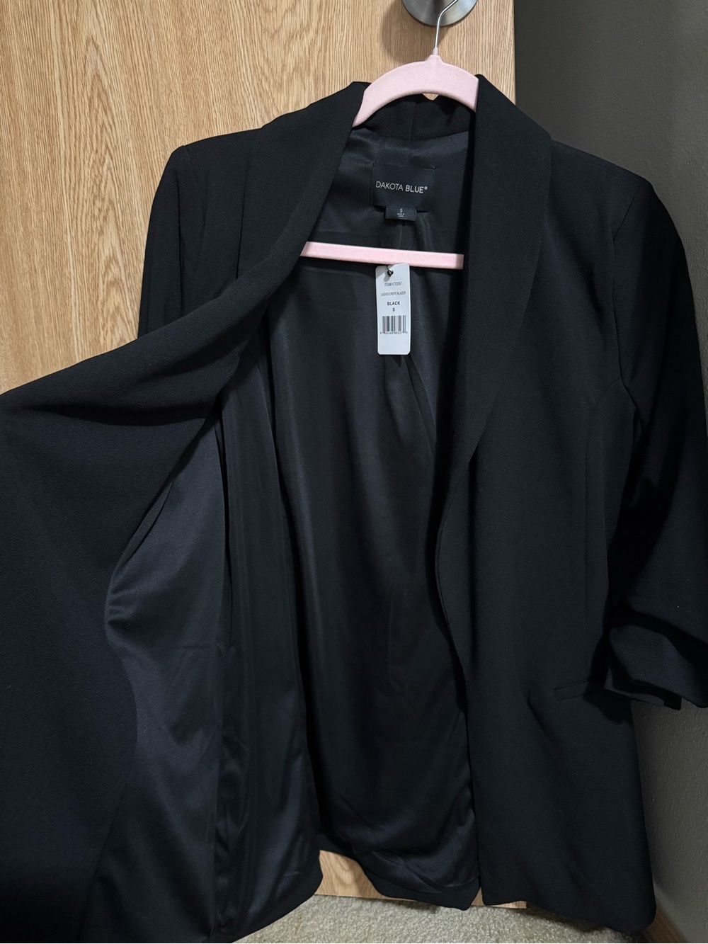 Dakota Blue Black Open-Front Women's Blazer